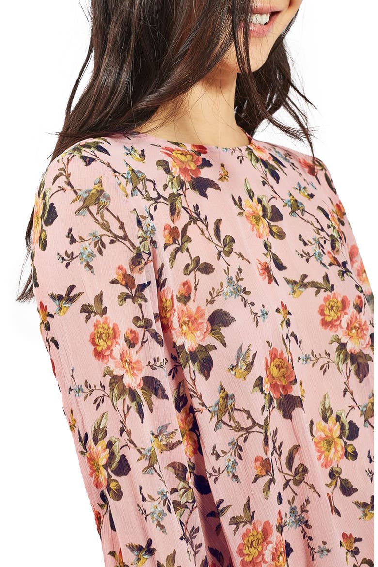 Floral Trumpet Sleeve Blouse, Main, color, PINK MULTI