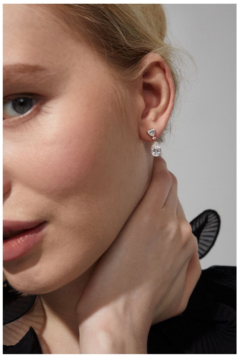 Cora Cubic Zirconia Drop Earrings, Alternate, color, GOLD