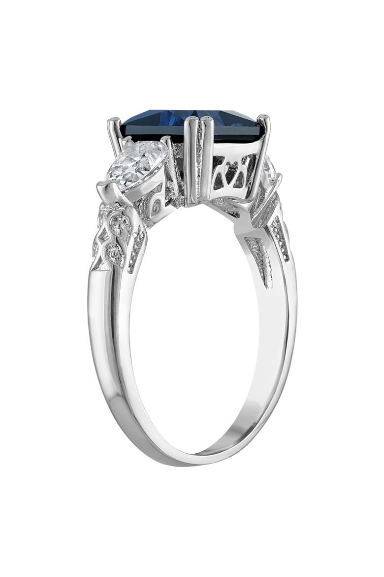 Cushion Cut Created Sapphire Ring, Alternate, color, BLUE/ SILVER