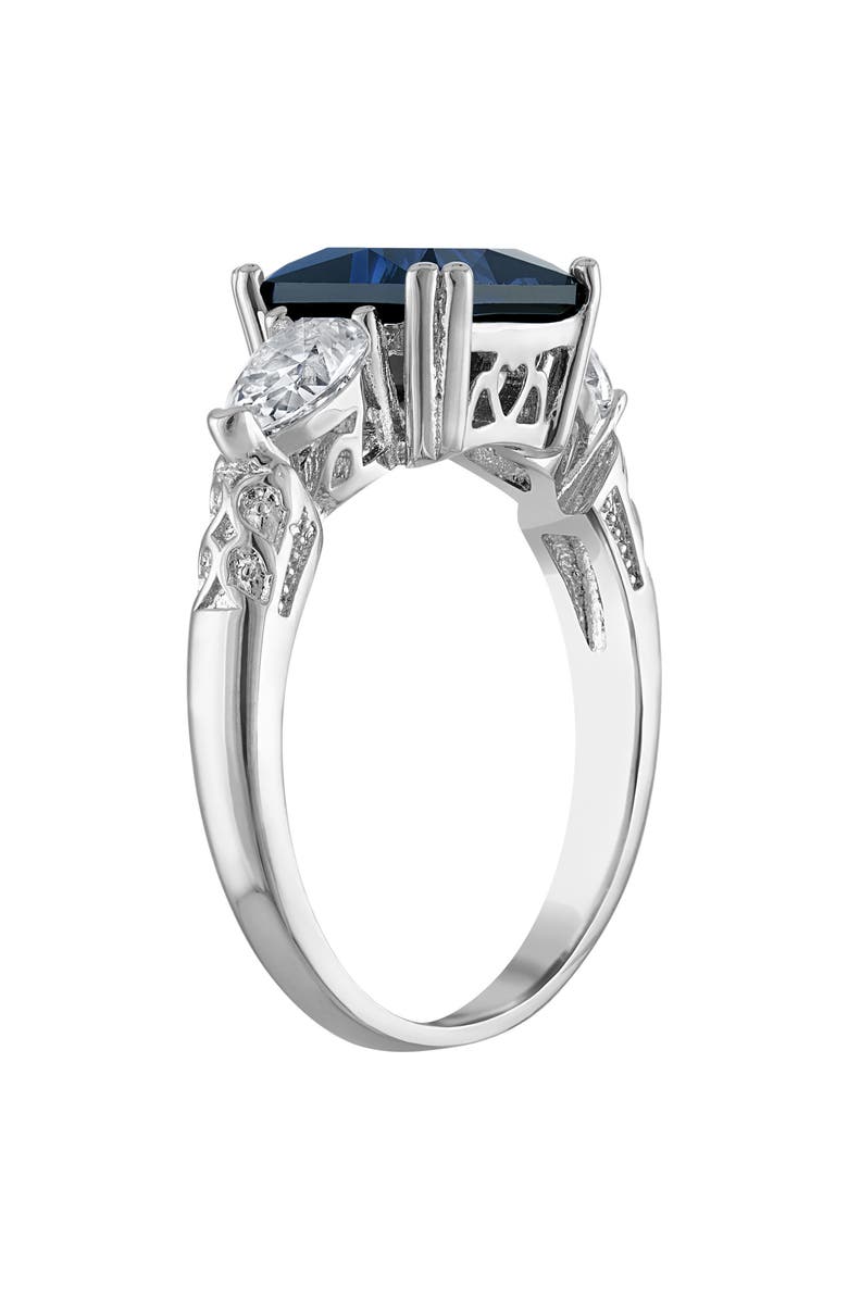 FZN Cushion Cut Created Sapphire Ring, Alternate, color, Blue/ Silver