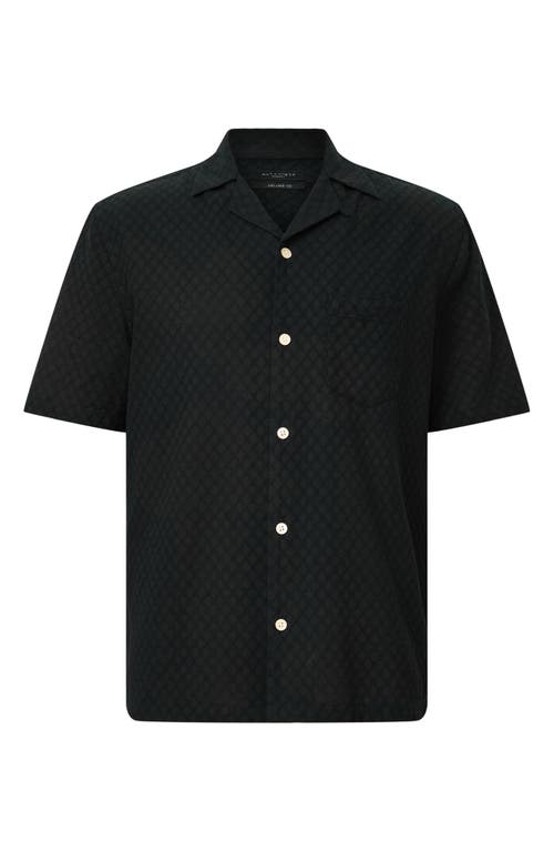 Allsaints Mens Bandol Relaxed-fit Short-sleeve Linen-blend Shirt Dark Charcoal Xl In Black