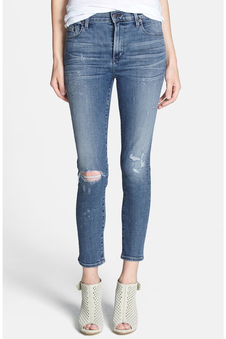 'Rocket' Destroyed Crop Skinny Jeans, Main, color, DISTRESSED FIZZLE