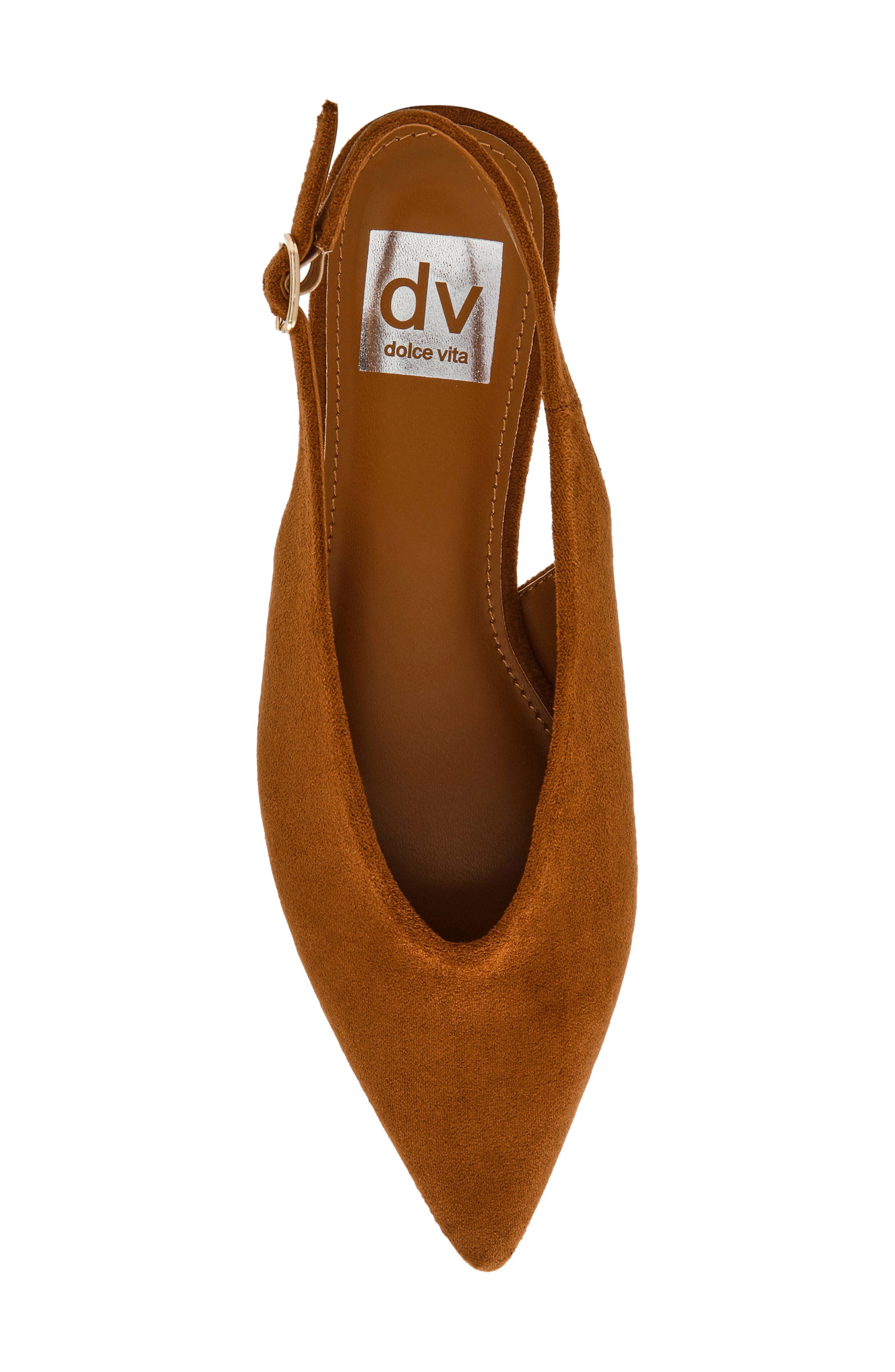 Empress Pointed Toe Slingback Flat, Alternate, color, CHESTNUT