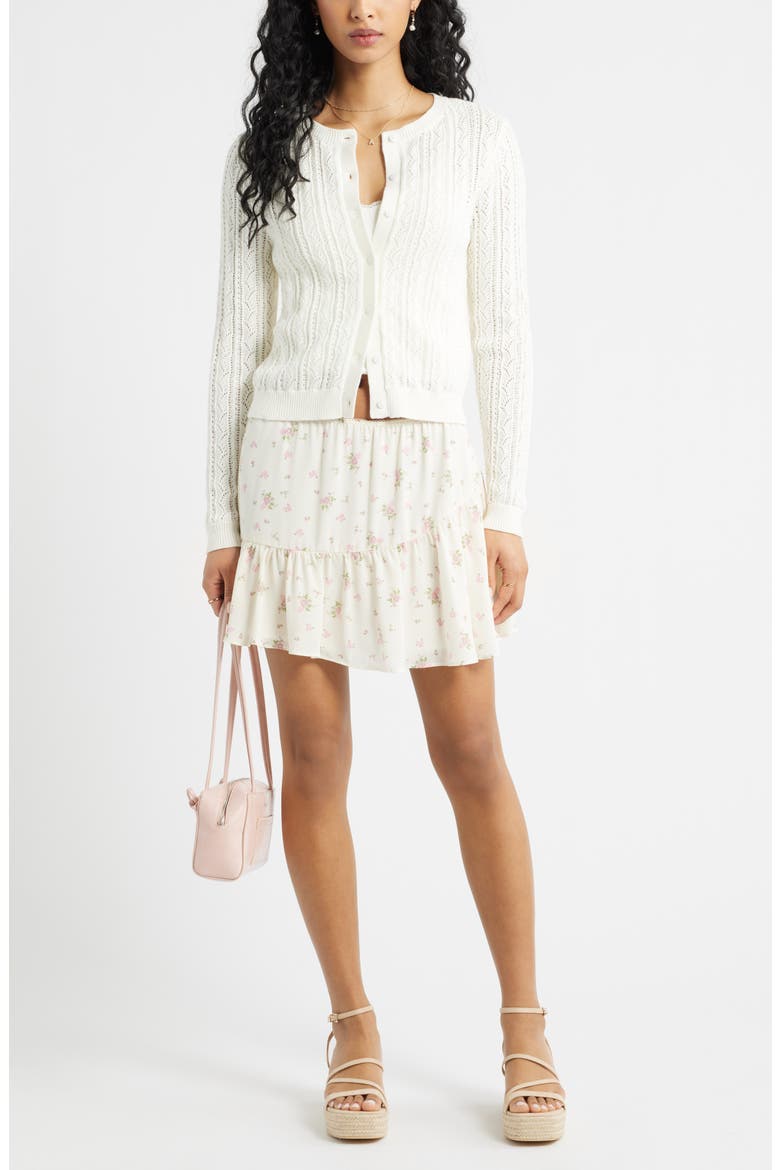Chiffon Miniskirt, Alternate, color, IVORY- OLIVE FIELD FLOWERS