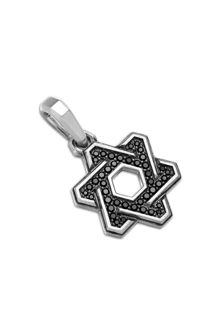 Deco Star of David Pendant with Pavé Black Diamonds, Alternate, color, SILVER/ BLACK DIAMOND