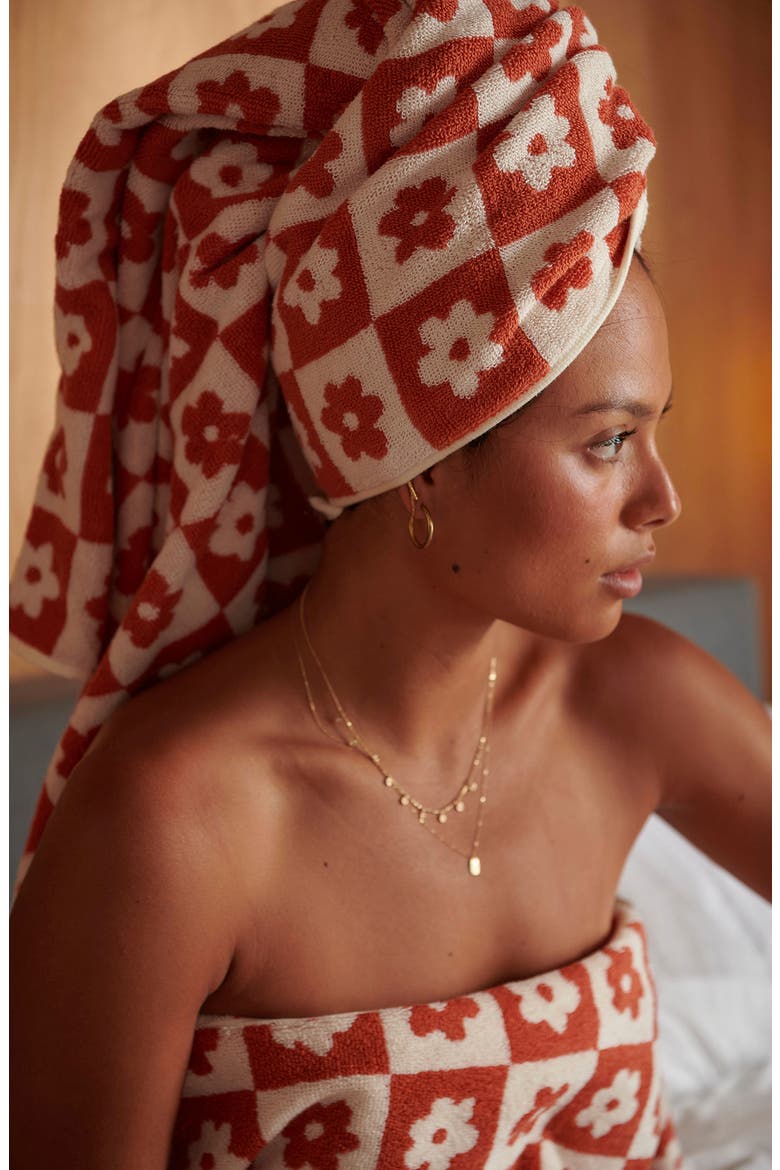 Gigi Floral Cotton Bath Towel, Alternate, color, RUST