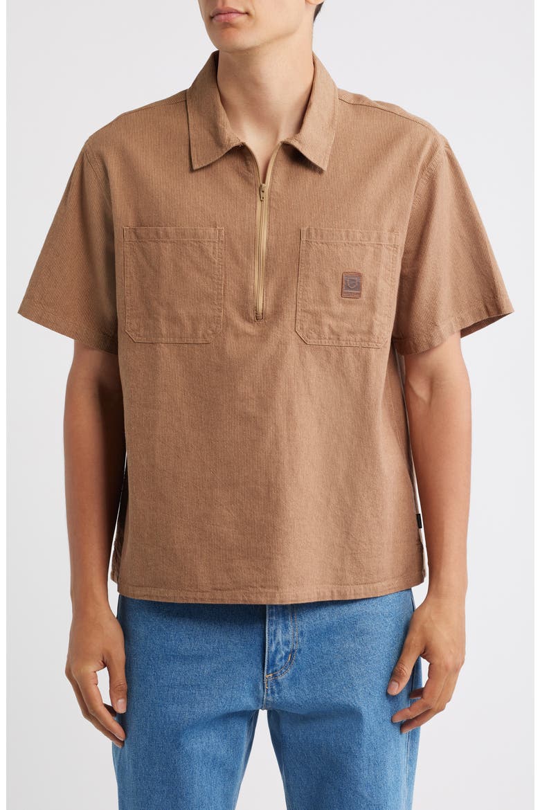 Brakeman Striped Half Zip Shirt, Main, color, BROWN/ TAN STRIPE