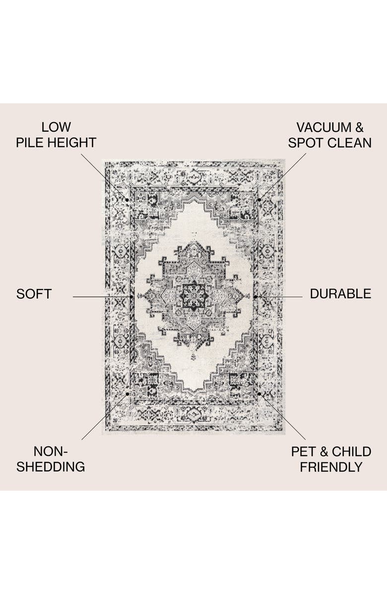 JONATHAN Y Inigo Cottage Medallion Area Rug, Alternate, color, Dark Gray/Cream