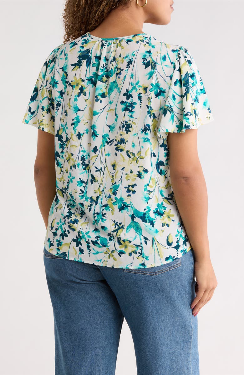 Renee C Flutter Sleeve Top, Alternate, color, Green