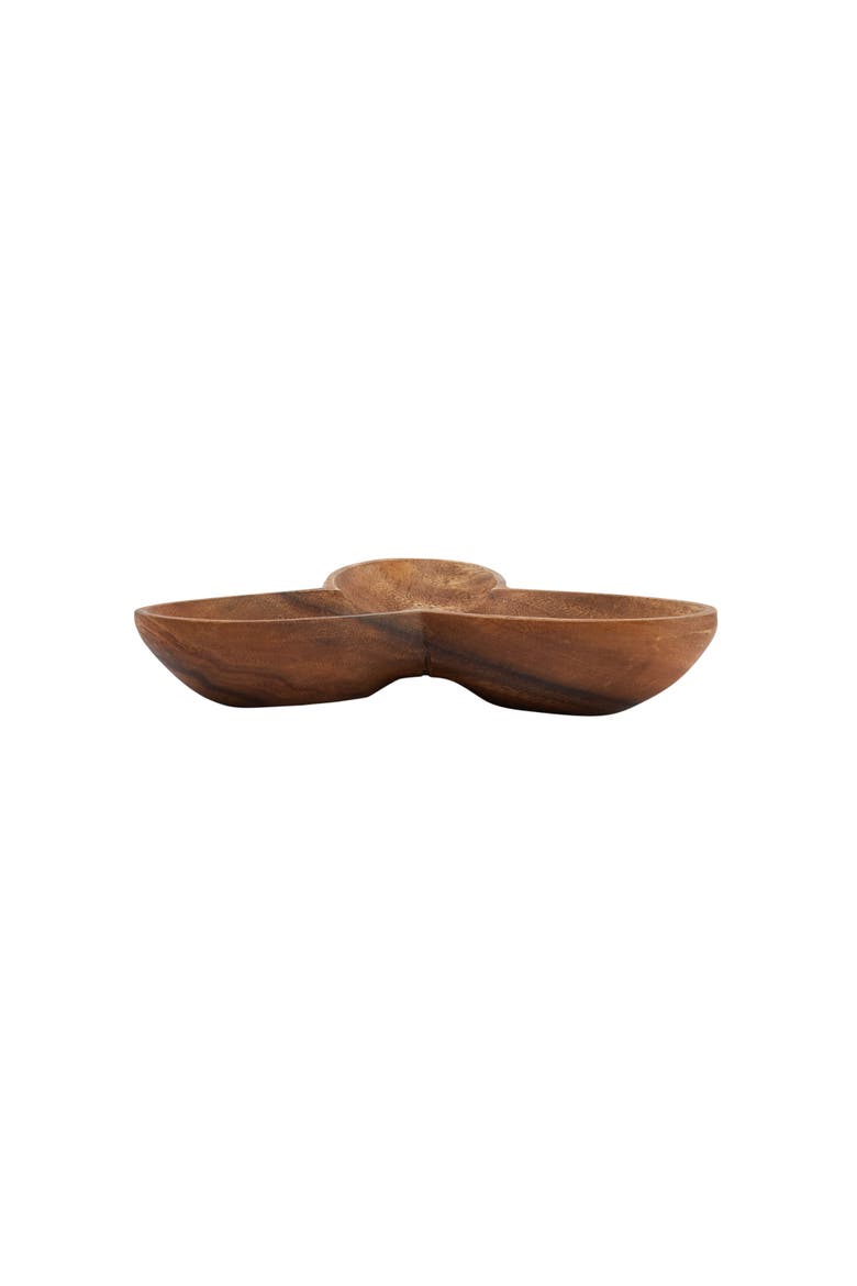 Modern Acacia Wood Appetizer Bowl with 3 Compartments, Natural, Alternate, color, Natural