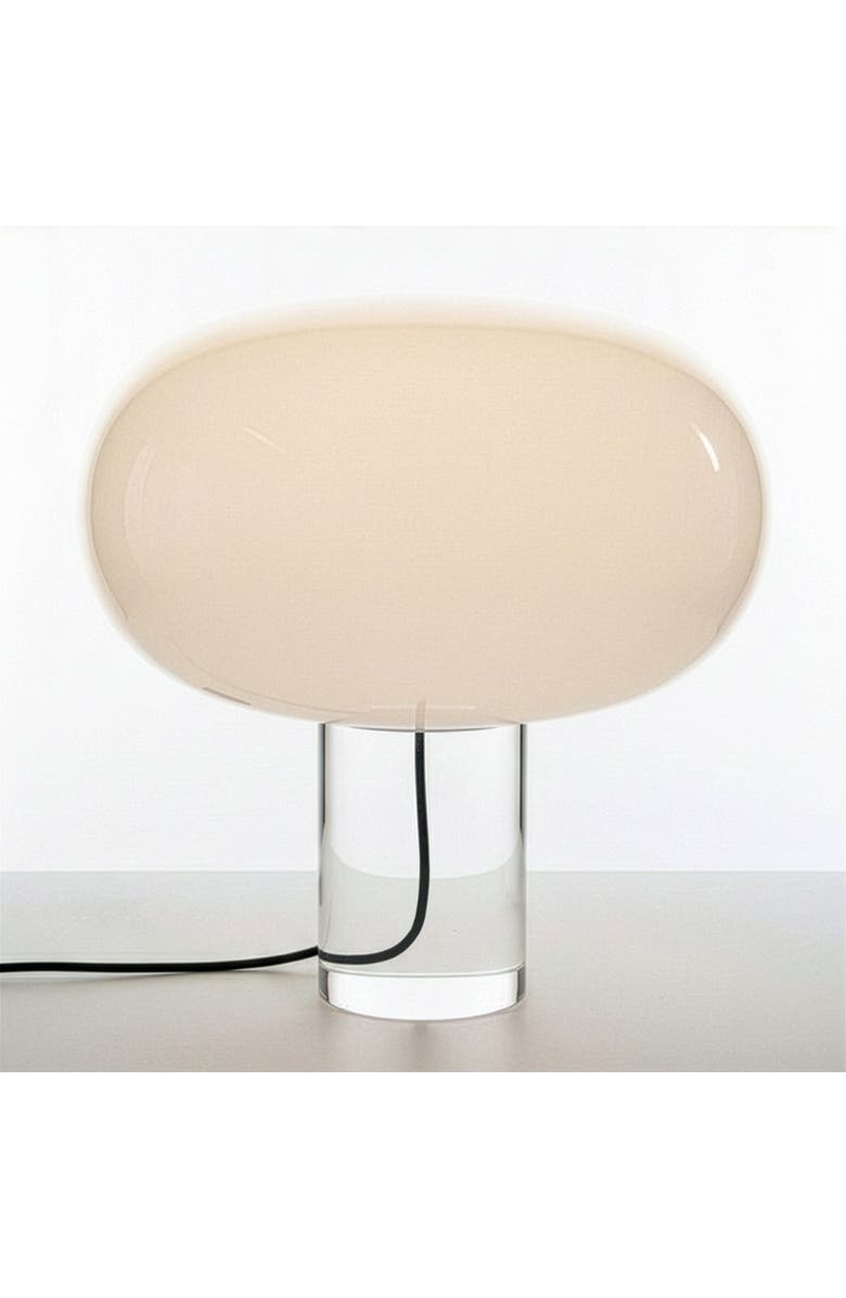 Brightech Callisto 11" White Glossy Glass Integrated LED Table Lamp with Dimmable Knob, Main, color, White