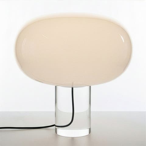 Callisto 11" White Glossy Glass Integrated LED Table Lamp with Dimmable Knob