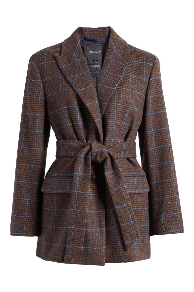 The Bedford Plaid Oversize Belted Wool Blend Blazer, Alternate, color, MELISSA HOUNDSTOOTH PLAID