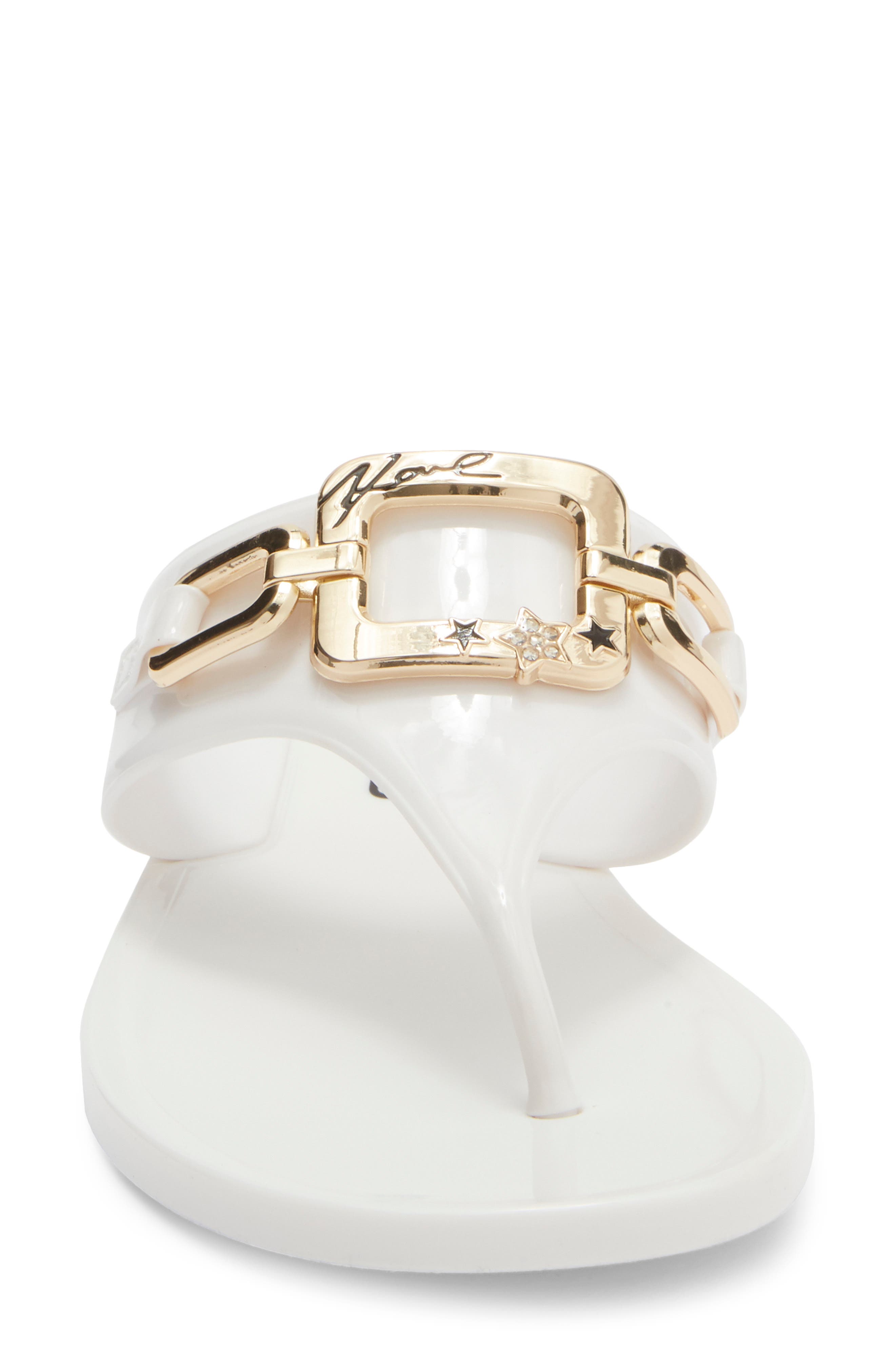 KARL LAGERFELD PARIS Vardice Flat Sandal, Alternate, color, Bright White