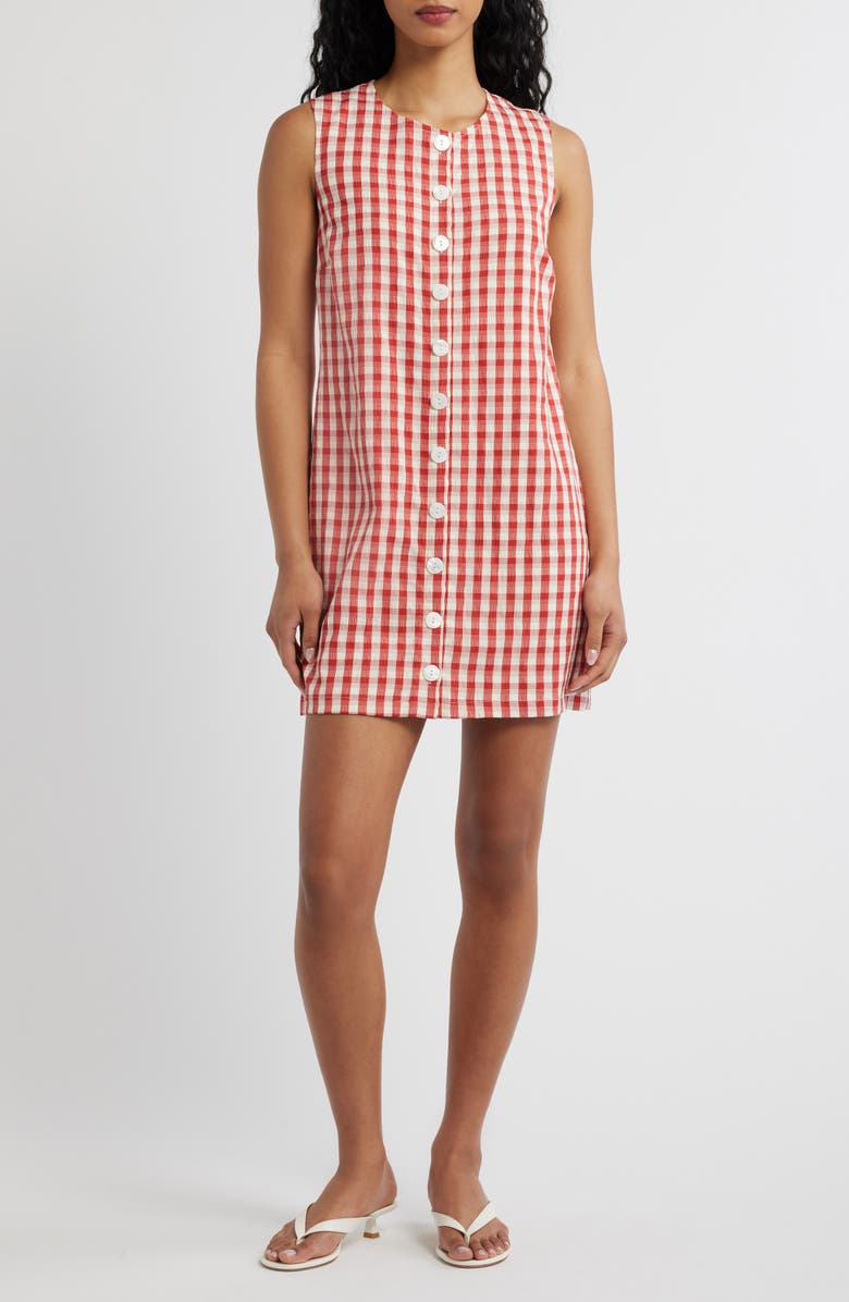 Lulus Saylor Gingham Minidress, Main, color, Red/ Ivory