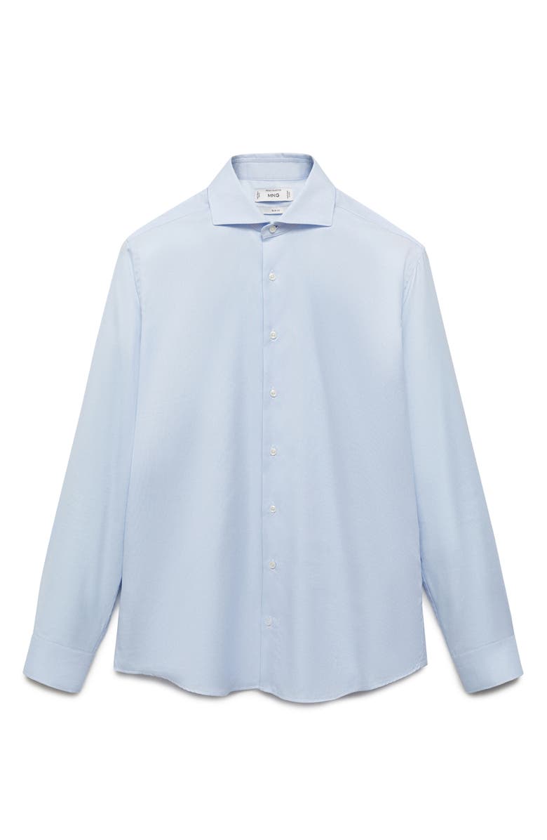 MANGO Slim Fit Light Blue Cotton Button-Up Shirt, Alternate, color, 