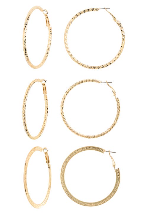 Set of 3 Textured Hoop Earrings