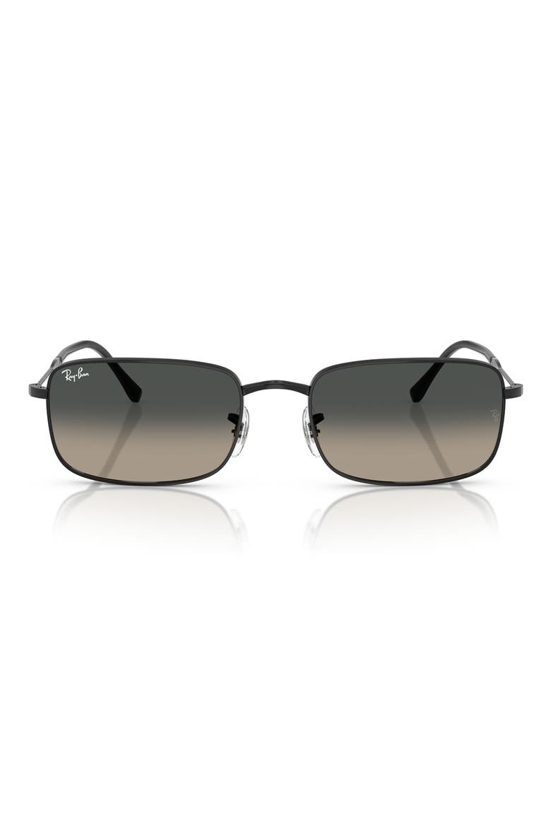 59mm Gradient Rectangle Sunglasses, Main, color, BLACK