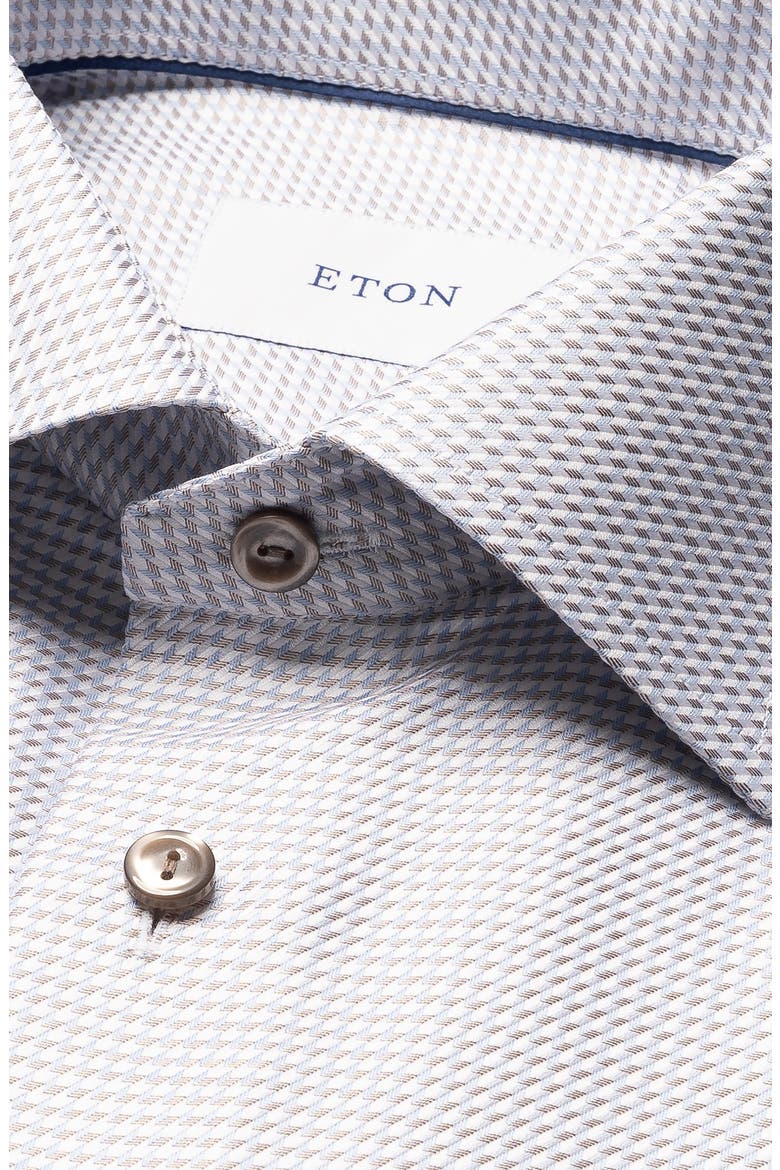 Slim Fit Houndstooth Dress Shirt, Alternate, color, WHITE/ MEDIUM BROWN