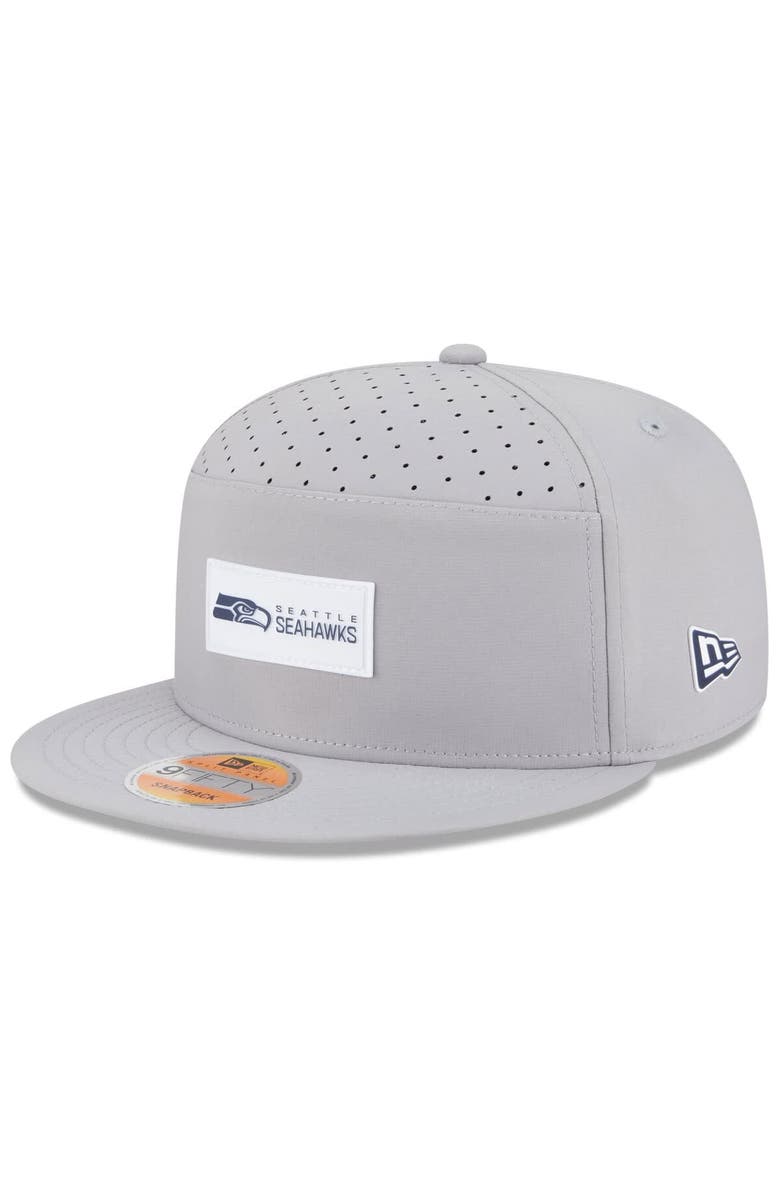 New Era Men's New Era Gray Seattle Seahawks 2025 Sideline  Split Panel 9FIFTY Snapback Hat, Main, color, 