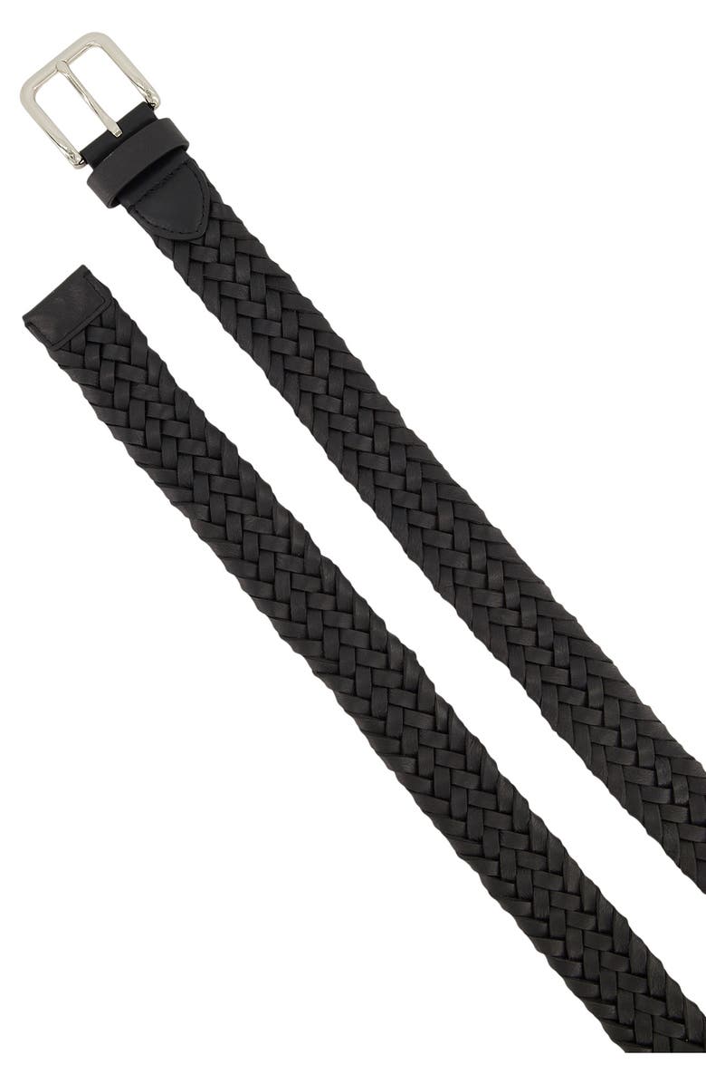 Vince Alex Woven Leather Belt, Alternate, color, Black