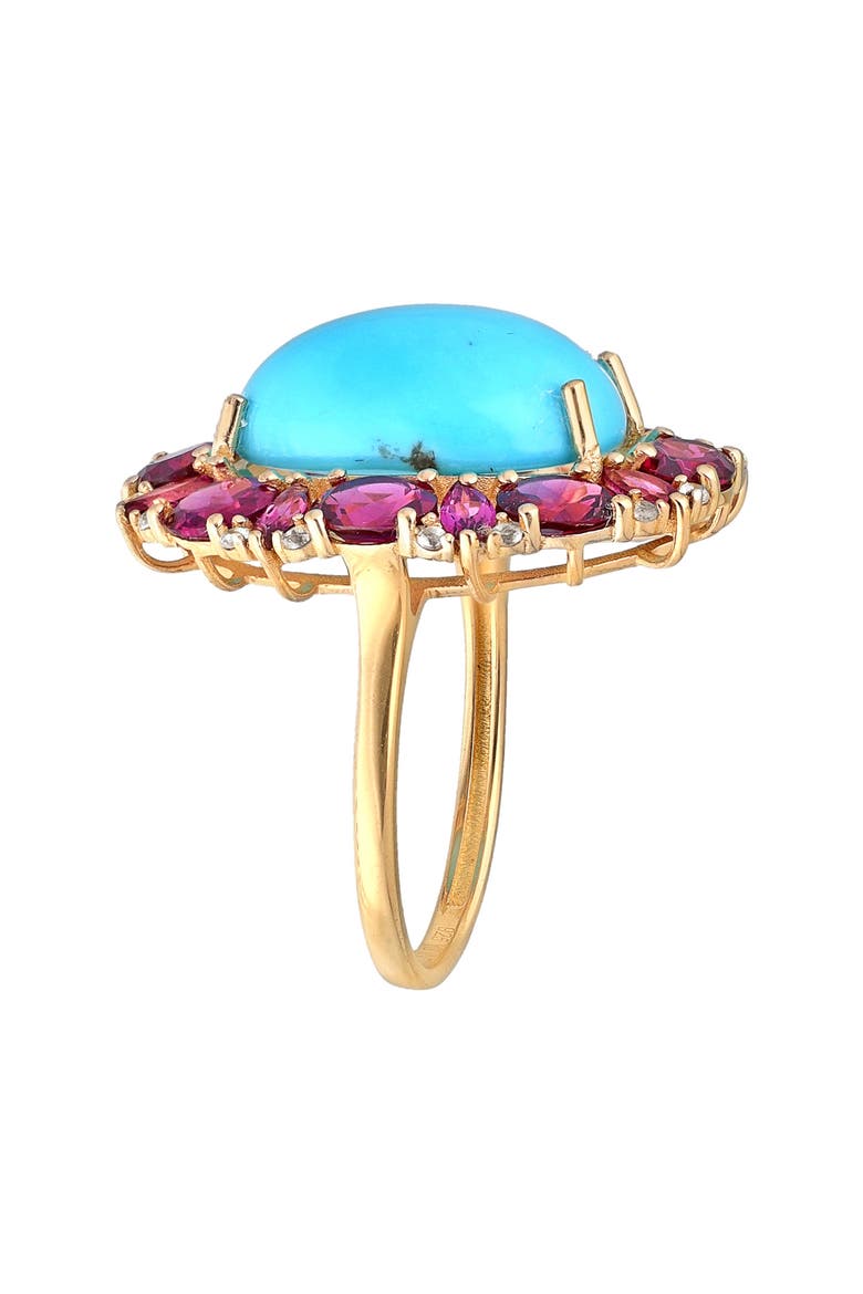 Turquoise Cluster Ring, Alternate, color, BLUE