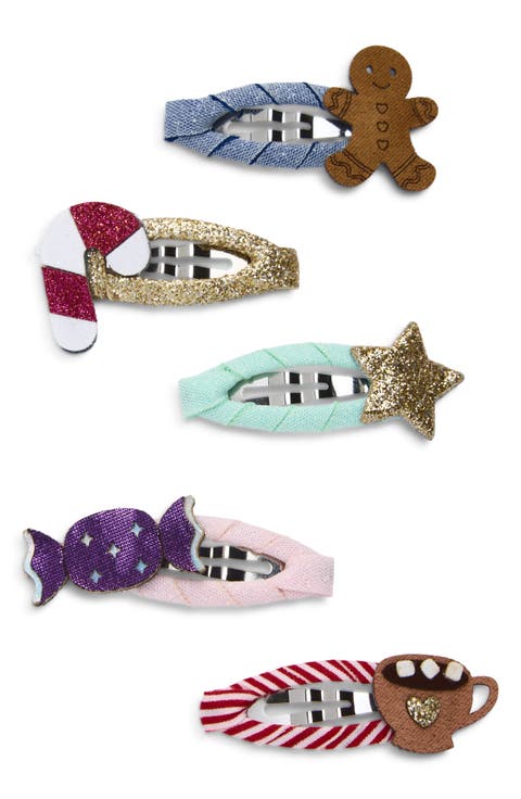 Kids' Cozy Xmas Food Assorted 4-Pack Mini Hair Clips