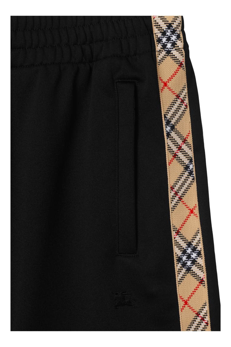 Check Trim Cotton Blend Shorts, Alternate, color, Black