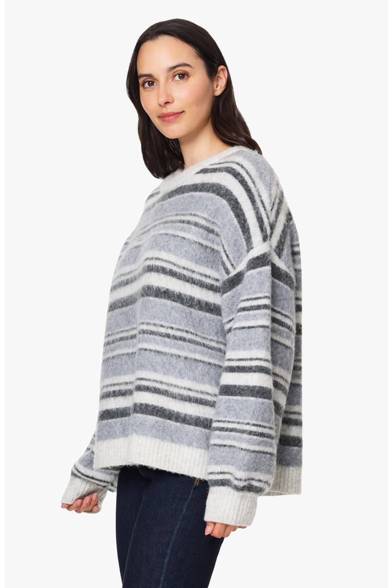 Striped Crewneck Sweater, Alternate, color, GREY STRIPE