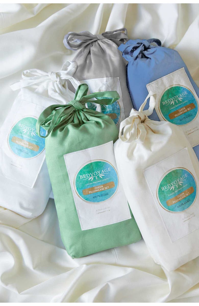 BedVoyage Luxury 100% Viscose Cooling Pillowcase Set, Alternate, color, Stone