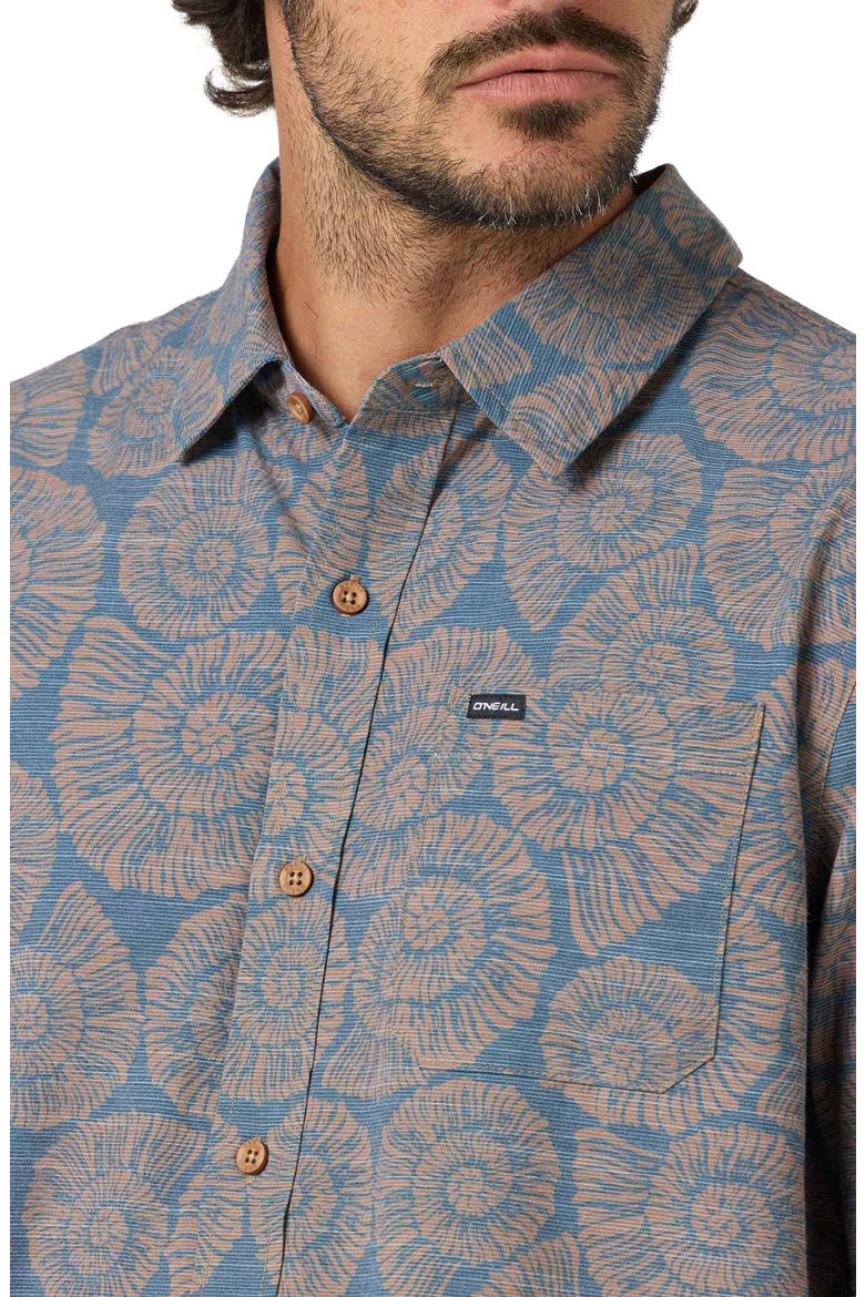 Relaxed Fit Short Sleeve Performance Slub Button-Up Shirt, Alternate, color, DARK KHAKI