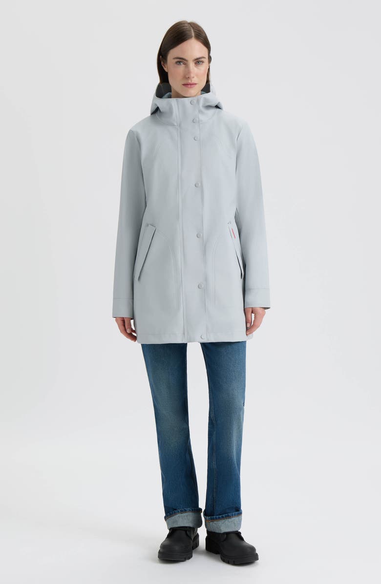 Hunter Acacia Waterproof Rubberized Raincoat, Alternate, color, Silver Grey