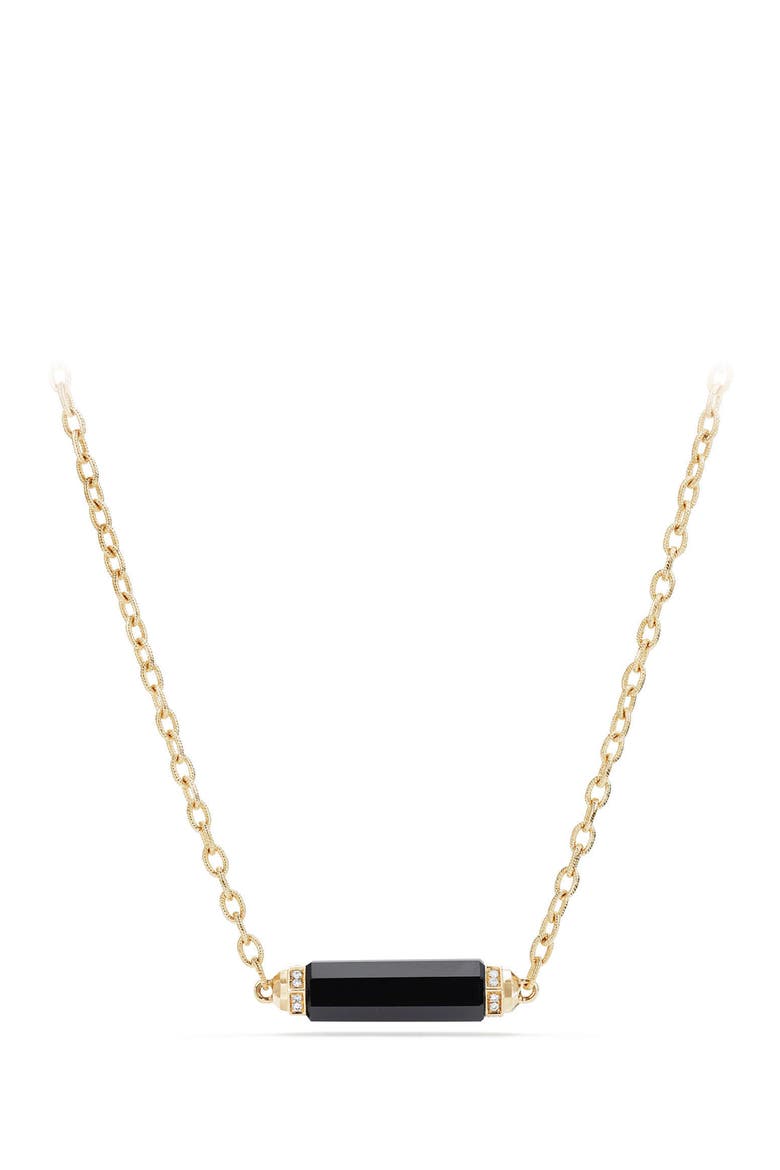 Barrels Single Station Necklace with Diamonds in 18K Gold, Main, color, BLACK ONYX