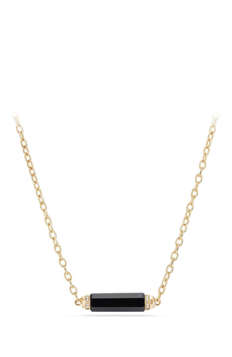 David Yurman Barrels Single Station Necklace with Diamonds in 18K Gold, Main, color, 