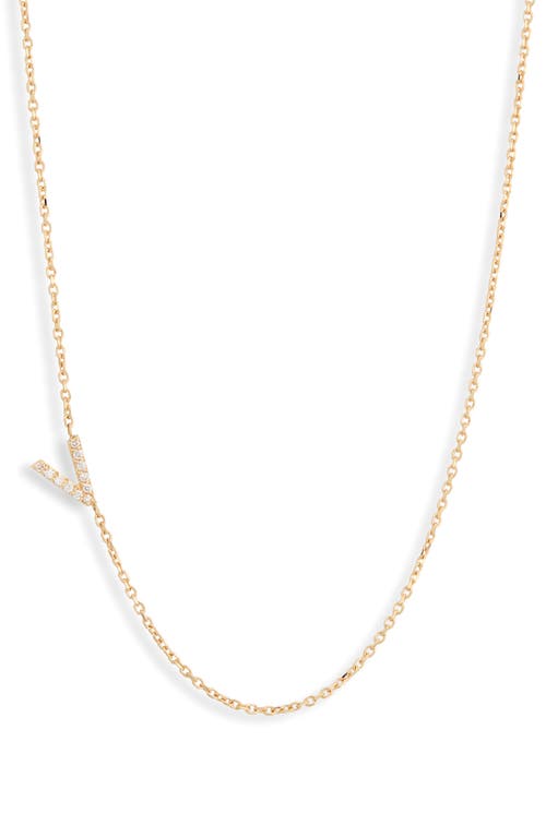 Anzie Love Letter Pavé Diamond Initial Pendant Necklace in Gold-V 