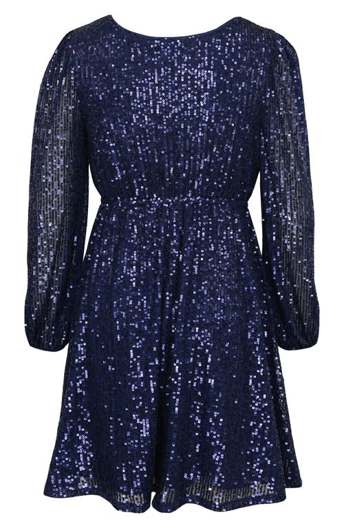 Zunie Kids' Long Sleeve Sequin Dress In Blue