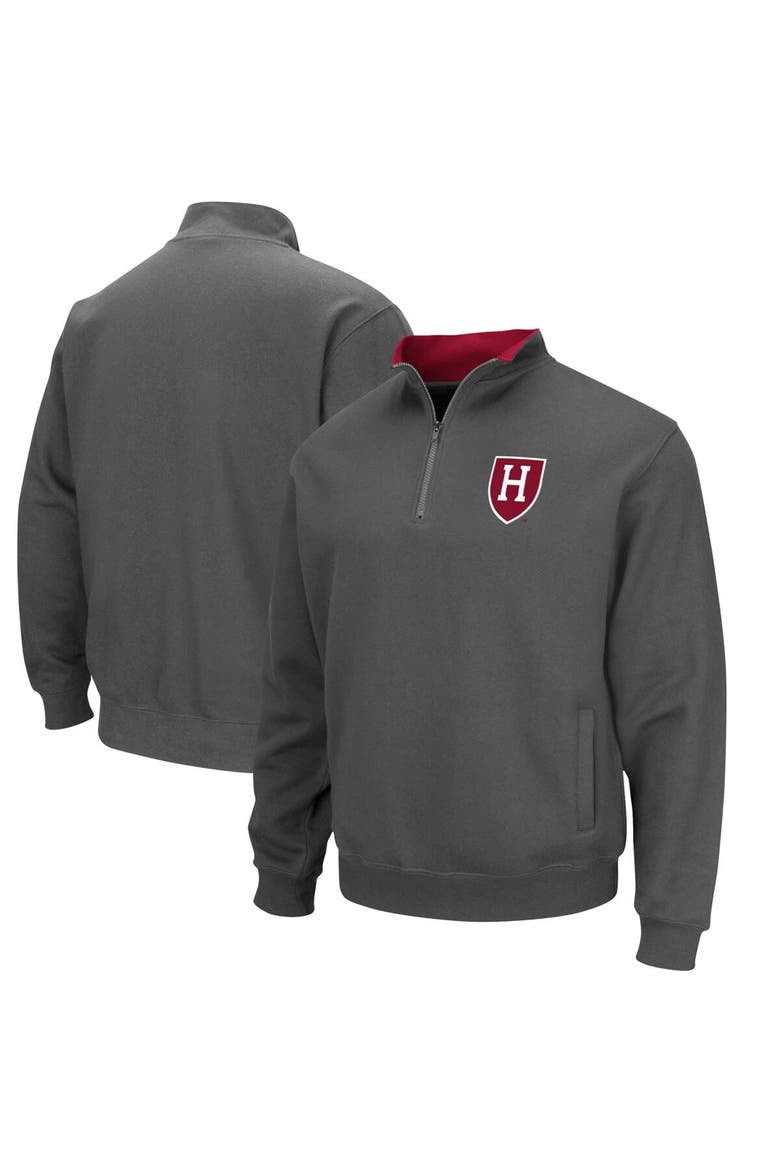 Men's Colosseum Charcoal Harvard Crimson Tortugas Team Logo Quarter-Zip Jacket, Main, color, Charcoal