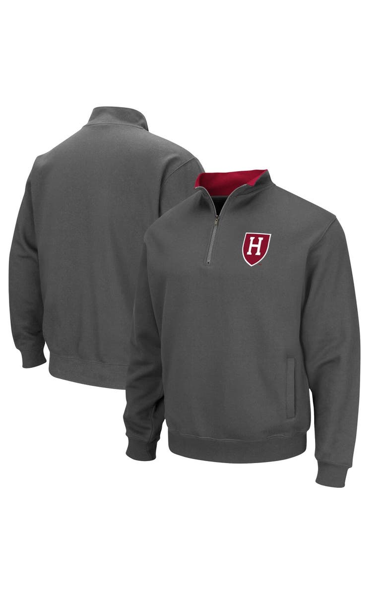 COLOSSEUM Men's Colosseum Charcoal Harvard Crimson Tortugas Team Logo Quarter-Zip Jacket, Main, color, Charcoal