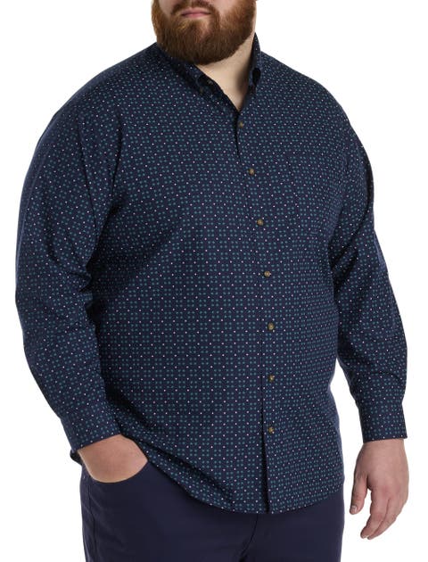 Big & Tall Easy-Care Medallion Print Sport Shirt