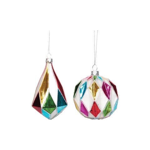 Boho Argyle Ornament Set of 2