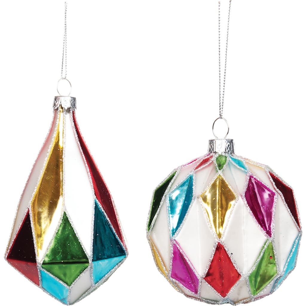 Carol & Frank Boho Argyle Ornament Set Of 2 In Multi