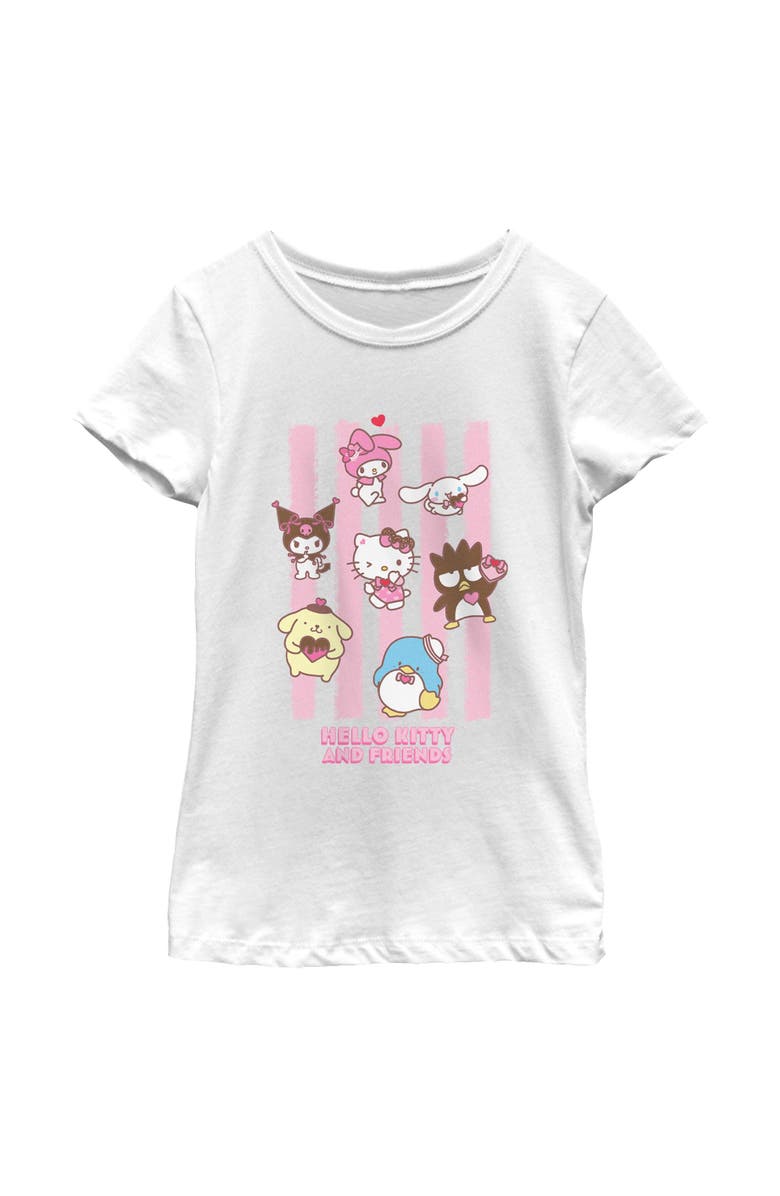 Hello Kitty Girl's Hello Kitty Stripes and Friends  Graphic T-Shirt, Main, color, White