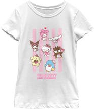 Hello Kitty Girl's Hello Kitty Stripes and Friends  Graphic T-Shirt