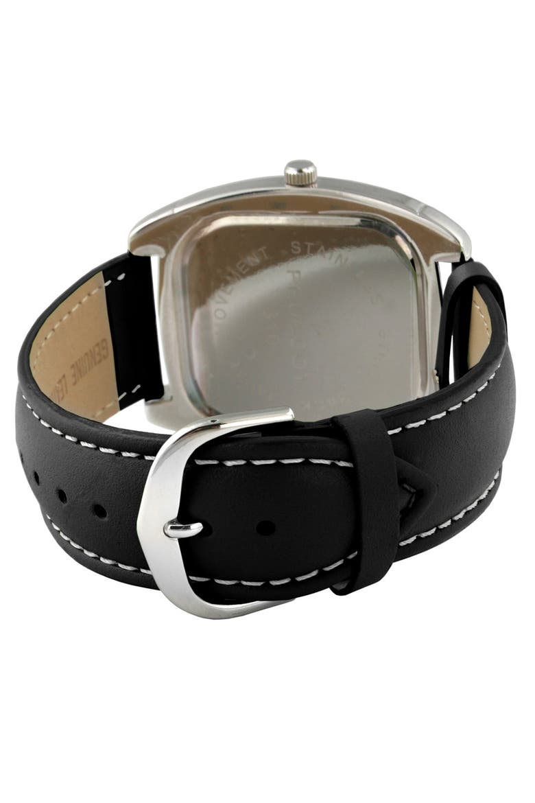 Boyfriend Crystal Bezel Leather Watch- 40MM, Alternate, color, Black
