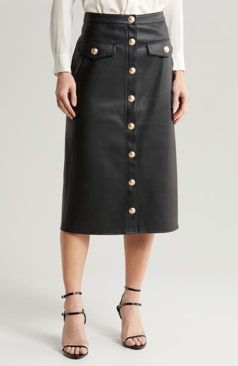 Milann Faux Leather Midi Skirt