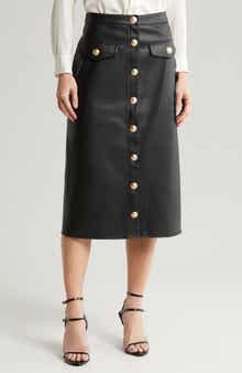 L'AGENCE Milann Faux Leather Midi Skirt