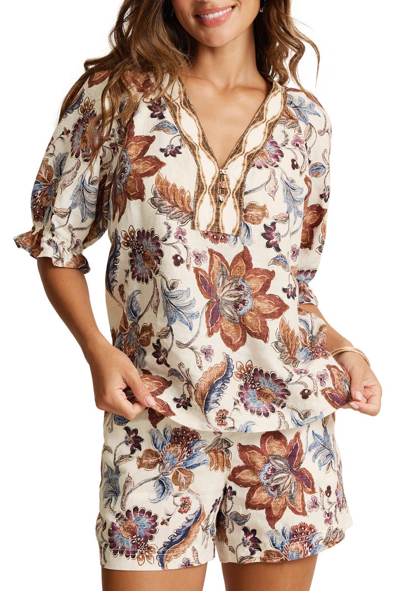 Mesa Shores Coastalina Linen Top, Main, color, COCONUT