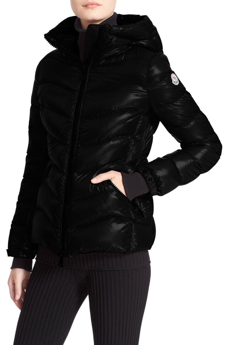 Moncler Anthia Water Resistant Shiny Nylon Hooded Down Puffer Jacket, Alternate, color, 