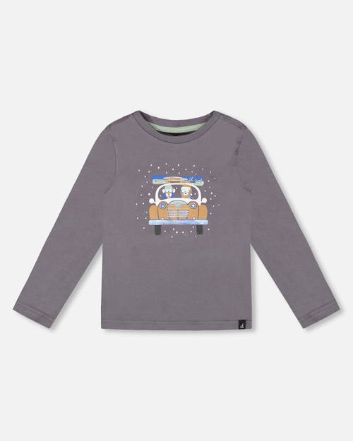 Deux Par Deux Long Sleeve Organic Cotton Jersey Tee In Gray