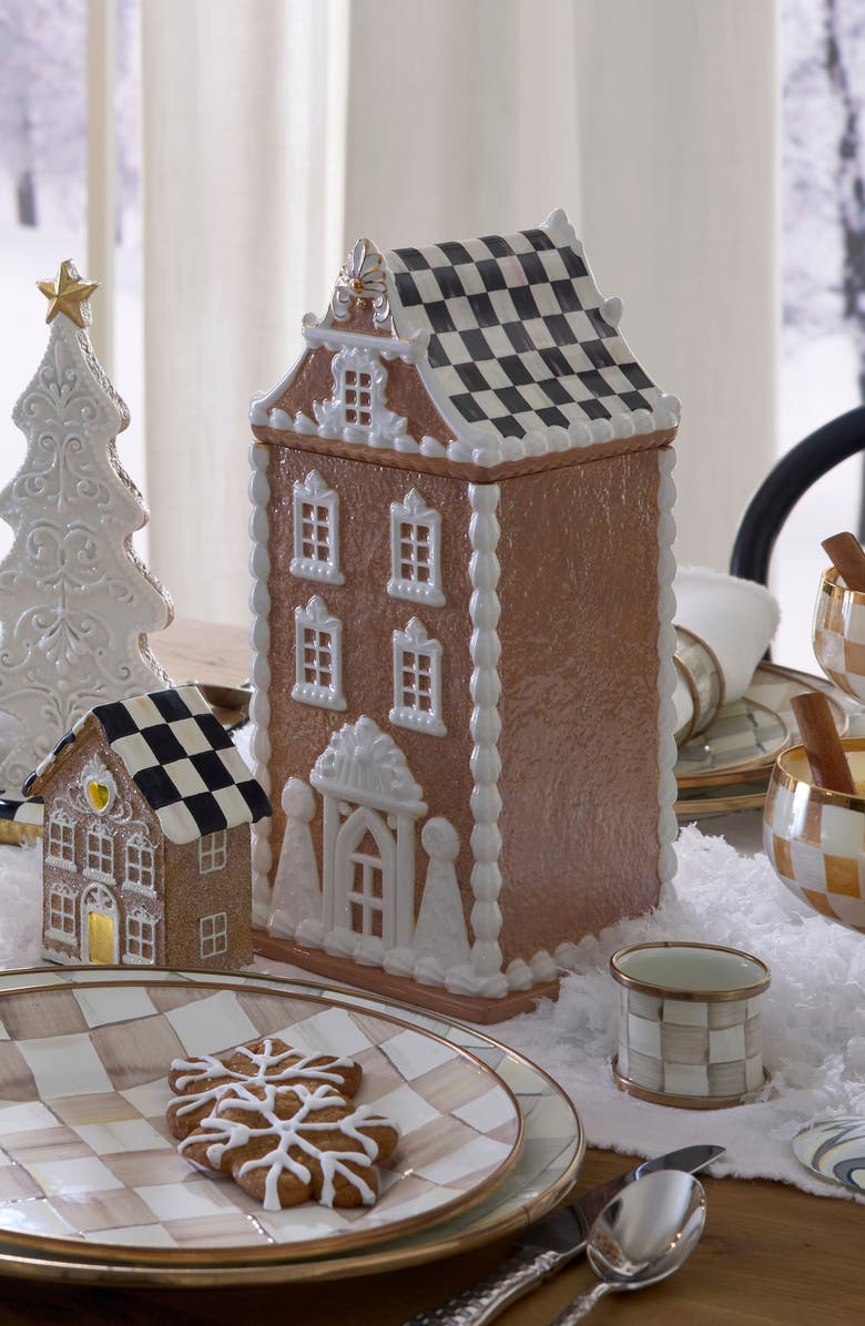 MACKENZIE CHILDS Gingerbread House Ceramic Cookie Jar, Alternate, color, Brown